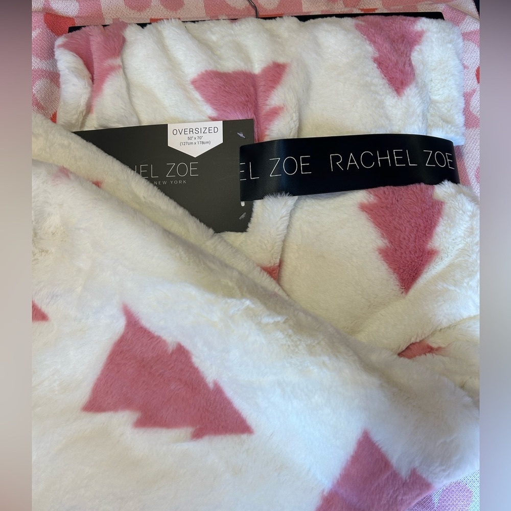 Rachel Zoe Faux Fur Pink Christmas Tree Throw/Blanket